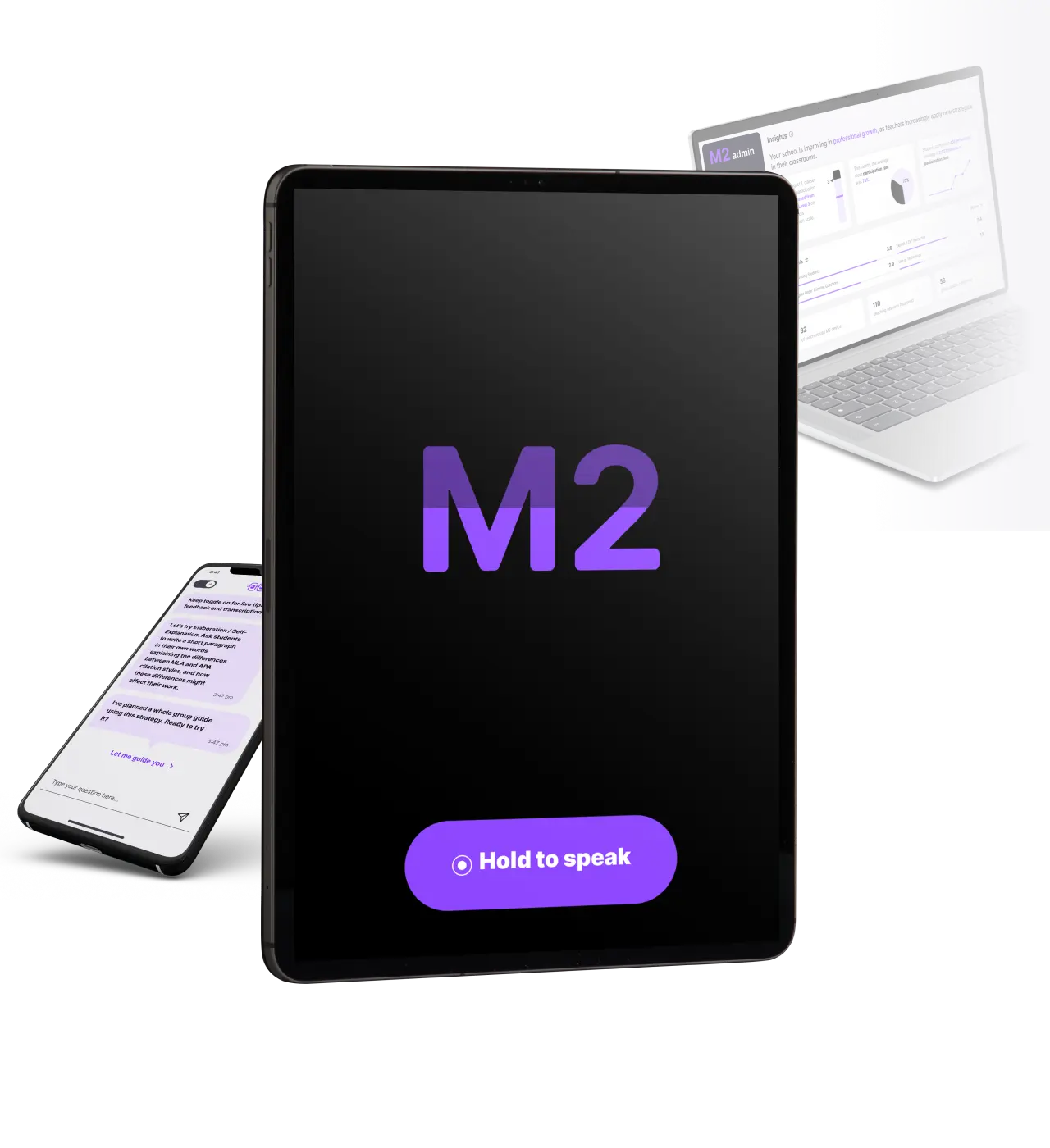 M2 app on tablet, mobile and laptop